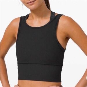 lululemon athletica Black Ribbed Cropped Tank
